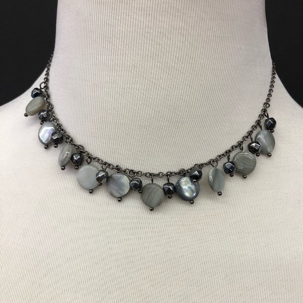 Lia Sophia Gray Shell Beads Necklace